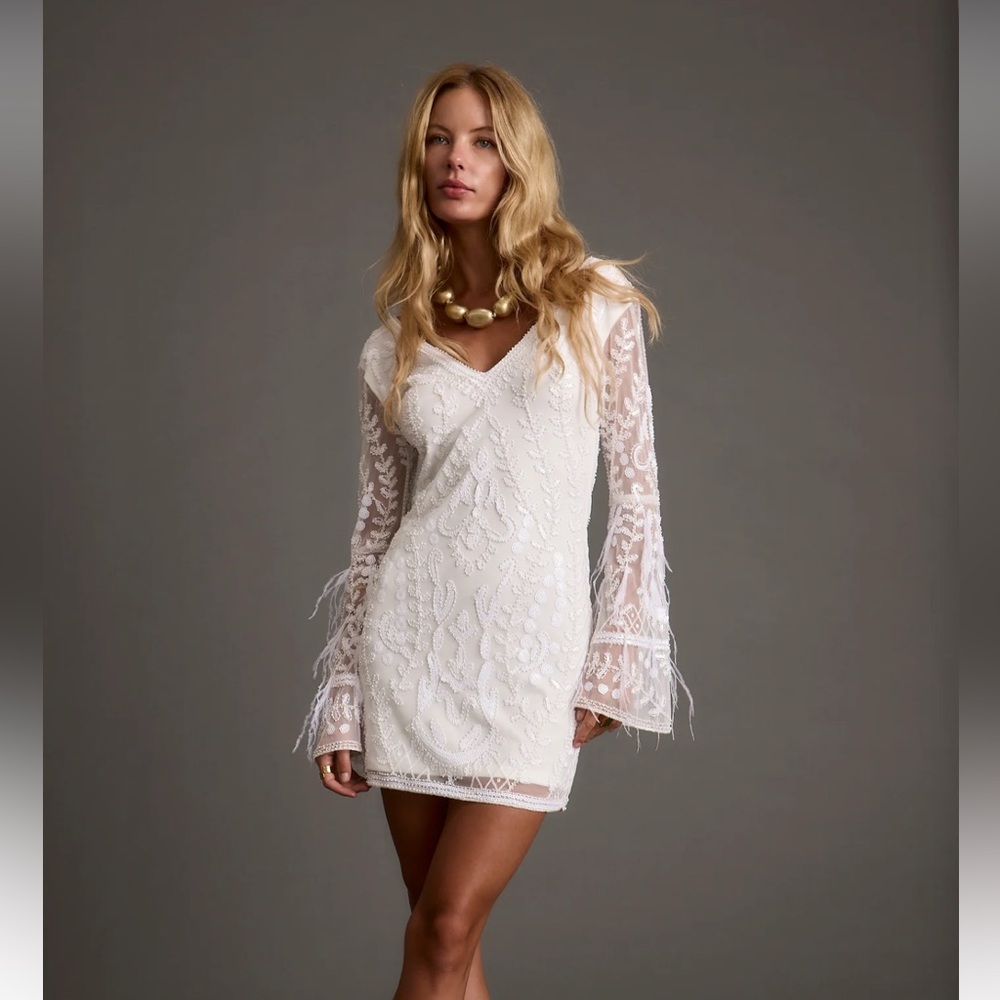 12th Tribe White Lace Long Sleeve Dress